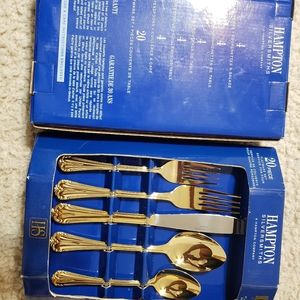 2 24kt gold plated flatware 20 piece
